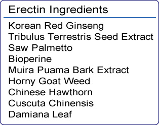 List of Erectin Ingredients